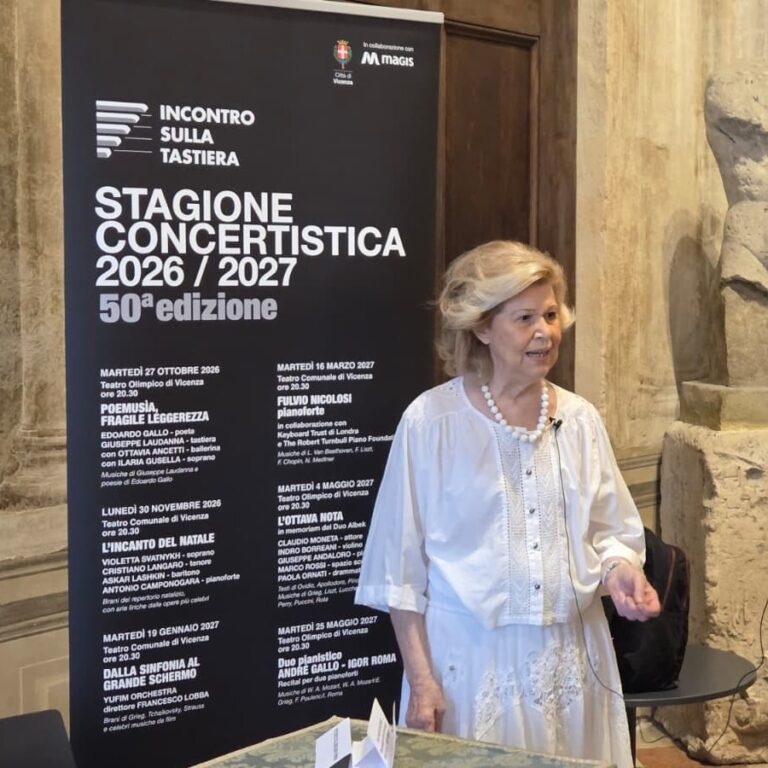 Maria Antonietta Righetto alla conferenza stampa di presentazione della 50^ stagione concertistica di Incontro sulla Tastiera
